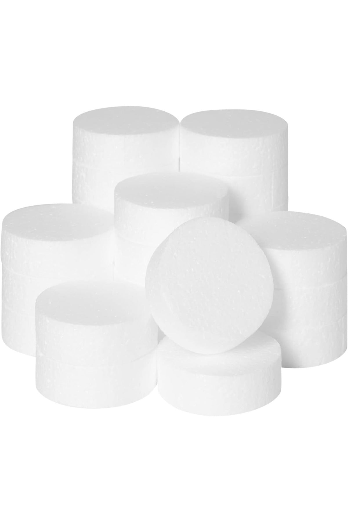48 Pack Foam Circles for Crafts 3 Inch Round Polystyrene Discs (1 Inch Thick, White)
