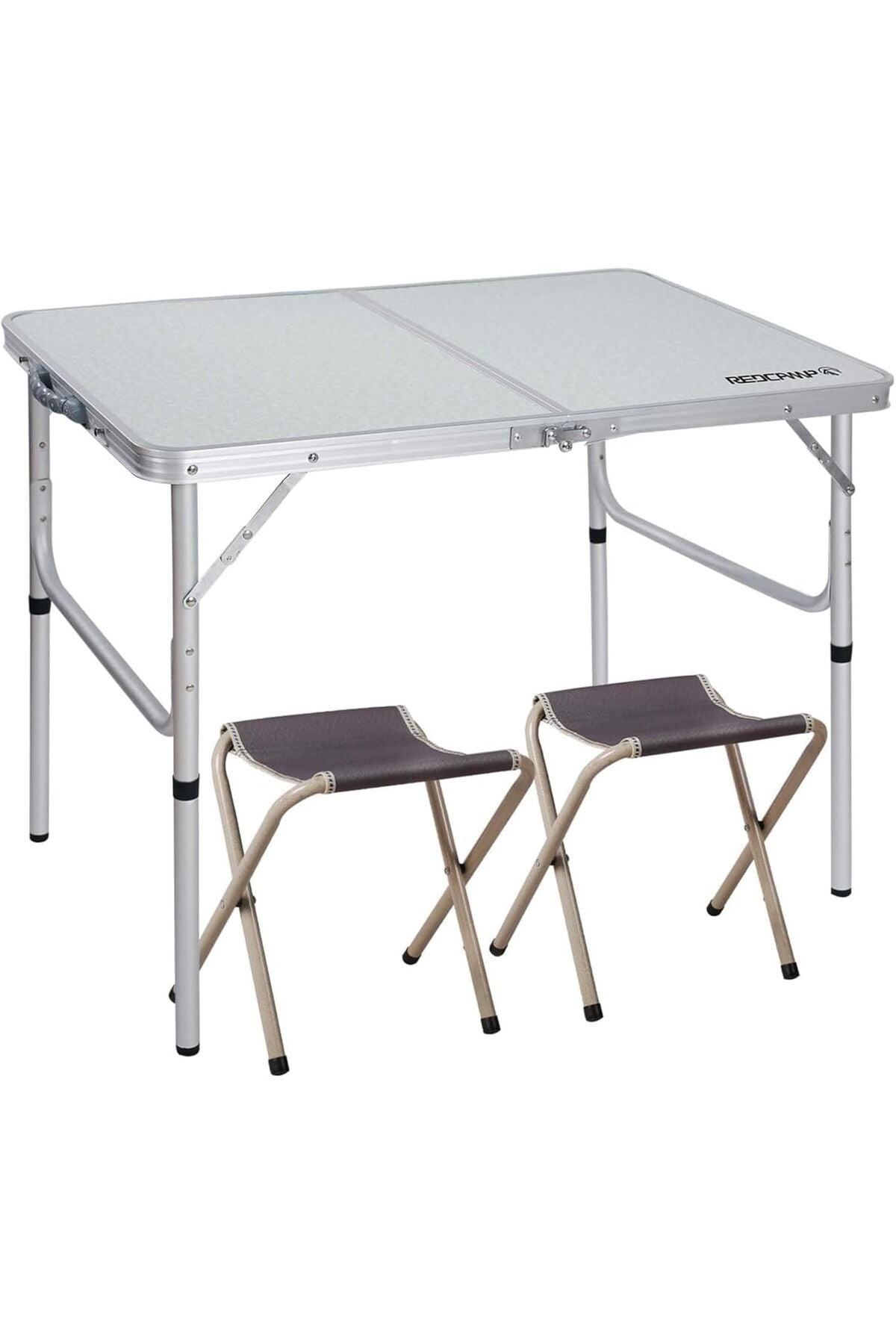 Foldable Aluminum Table, Adjustable Height Lightweight Portable Camping Table (90 x 60 cm)