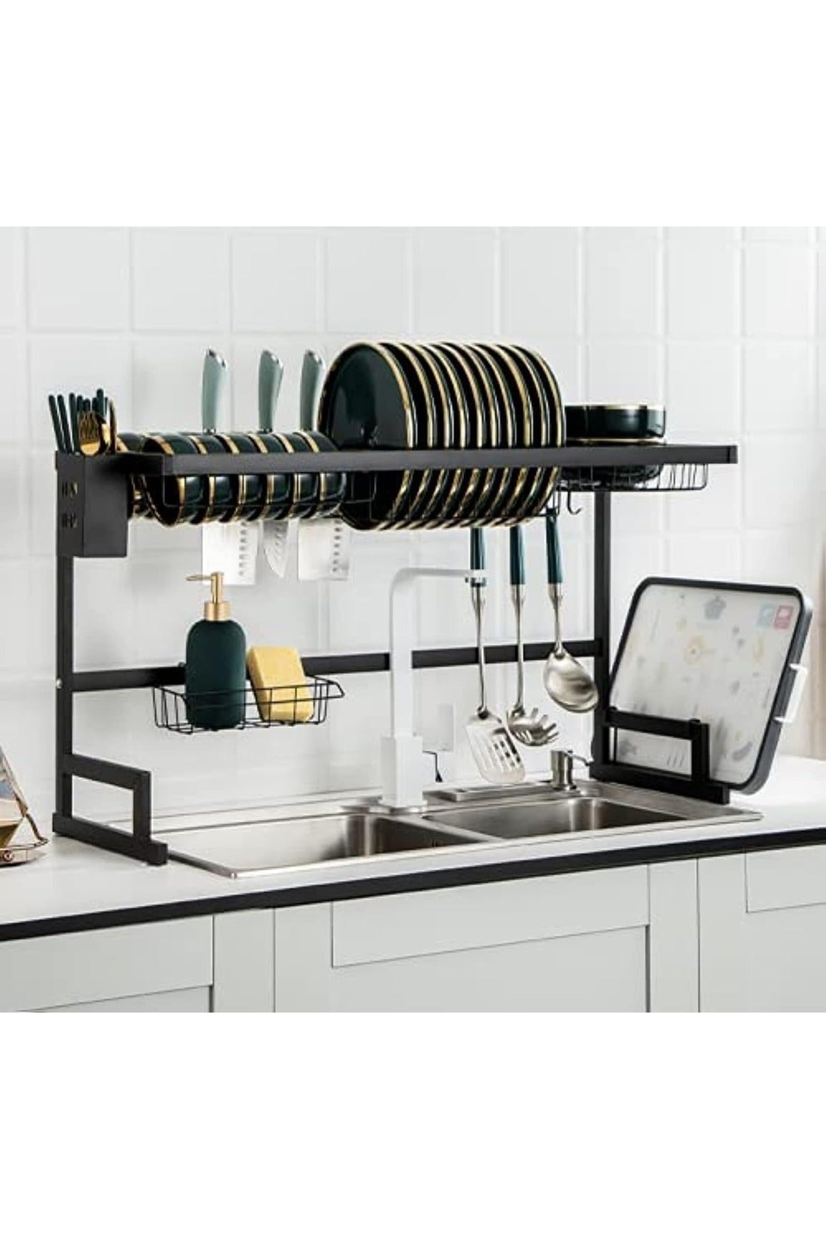 Space-Saving Stainless Steel Over-Sink Dish Drying Rack – Heavy-Duty Kitchen Organizer