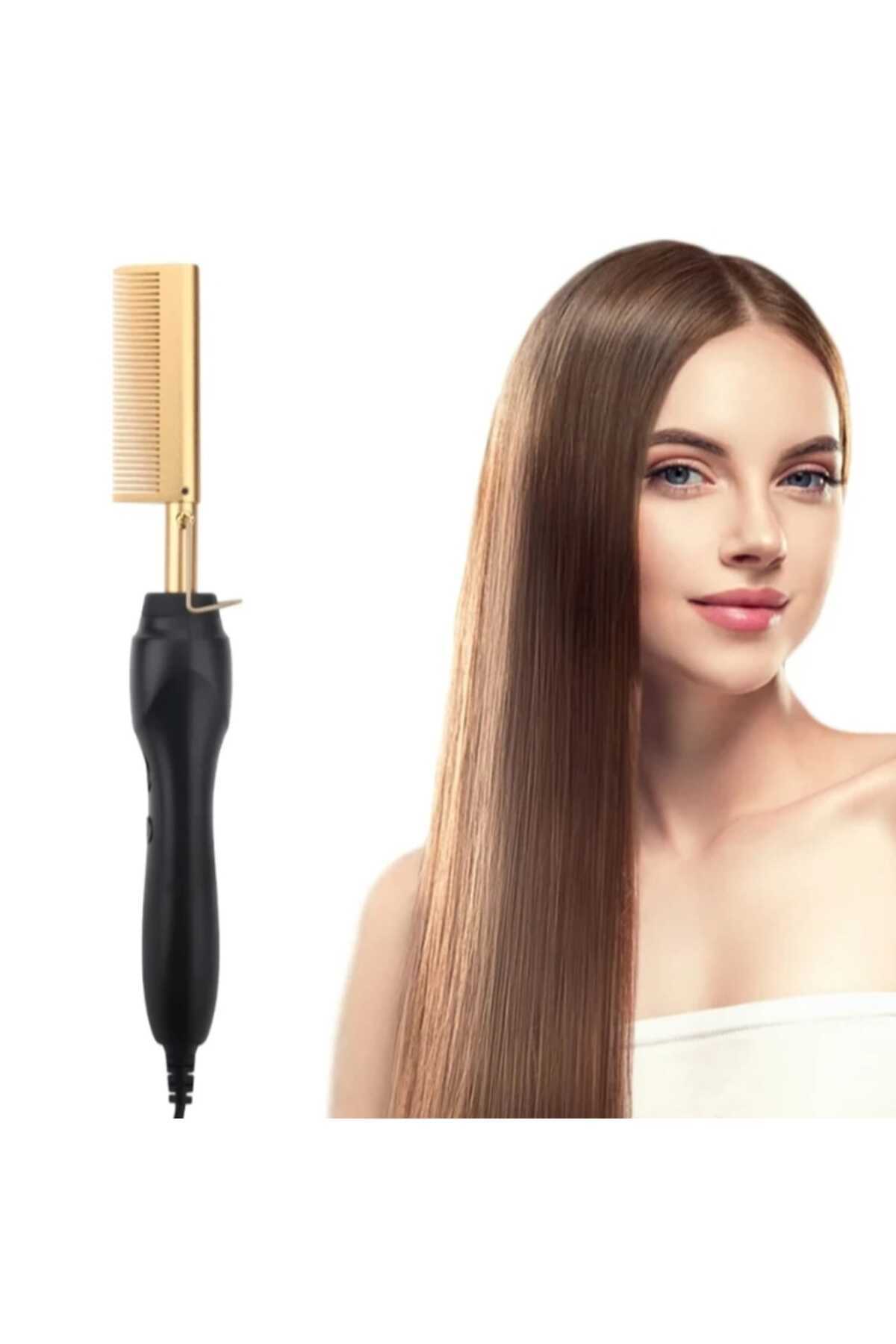 Professional 3-in-1 Ceramic Thermal Brush – Rapid Heat Comb, Straightener, and Curler
