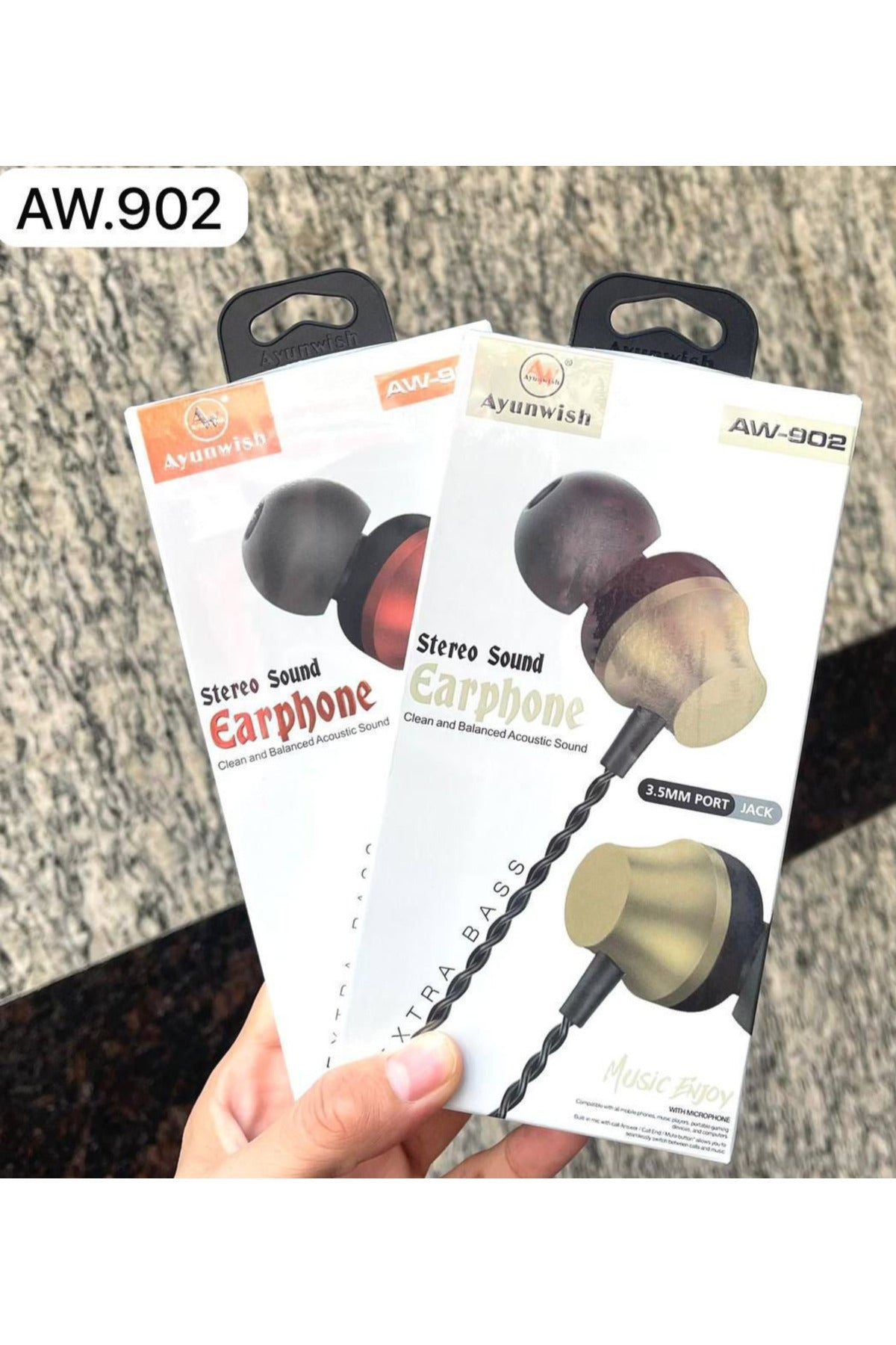 Ayunwish AW-902 Stereo Sound Earphones – Wired In-Ear Headphones with Mic