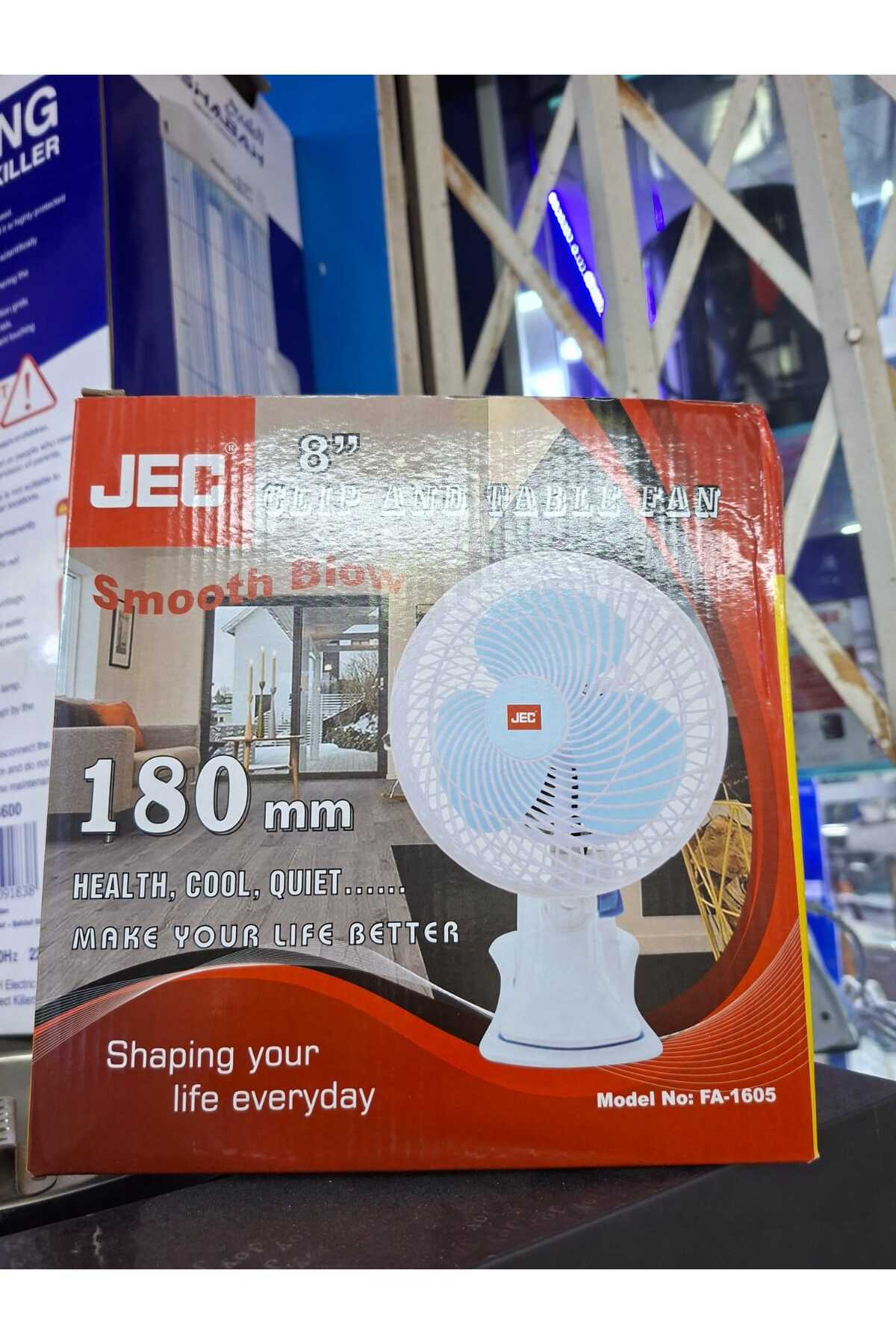 JEC 8-Inch Clip & Table Fan 180mm Portable Cooling Fan Model FA-1605