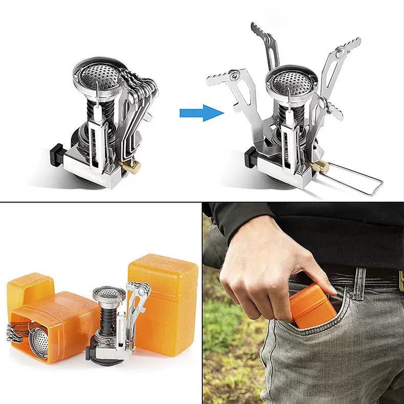 Portable Mini Camping Gas Stove – Foldable Butane Burner | Pocket Size Backpacking Stove for Outdoor Camping, Hiking & Picnic