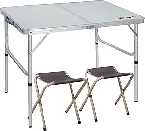 Foldable Aluminum Camping Table – Adjustable Height, Lightweight Portable Picnic & BBQ Table (90 x 60 cm)