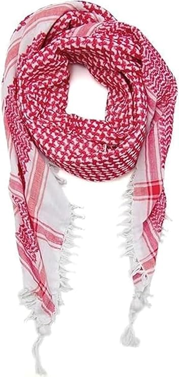 Palestine Red Shemagh Headscarf – Traditional Arabic Desert Scarf for Men, 100% Cotton Keffiyeh (Red)