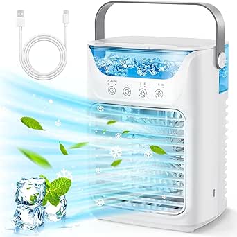 Portable Mini Air Cooler Fan with LED Light