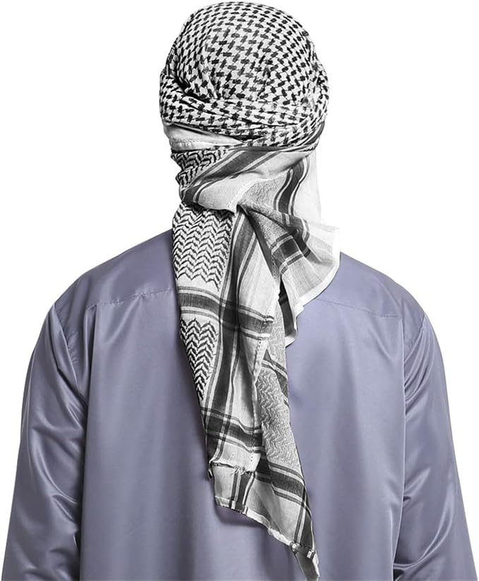 Stylish Arab Shemagh Headscarf for Men Muslims Lightweight Arabian Headwrap Scarf Breathable Head Scarf