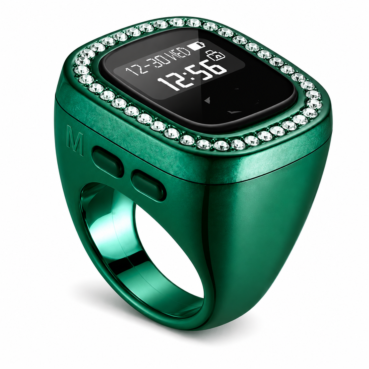 Luxury Diamond Zikr Ring – Premium Smart Tasbih Counter with Crystal Accents & OLED Digital Display