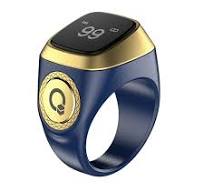 Digital Tasbih Zikr Ring – Blue & Gold