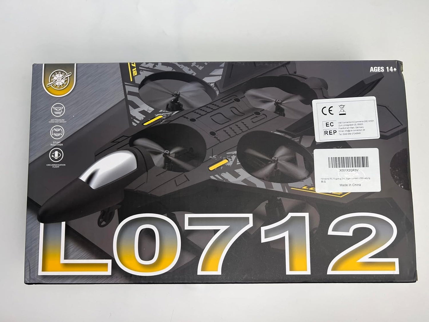 L0712 Remote Control Fighter Jet Drone – 2.4G RC Stunt Airplane with Colorful LED Lights & 360° Flip – Blue/Gray