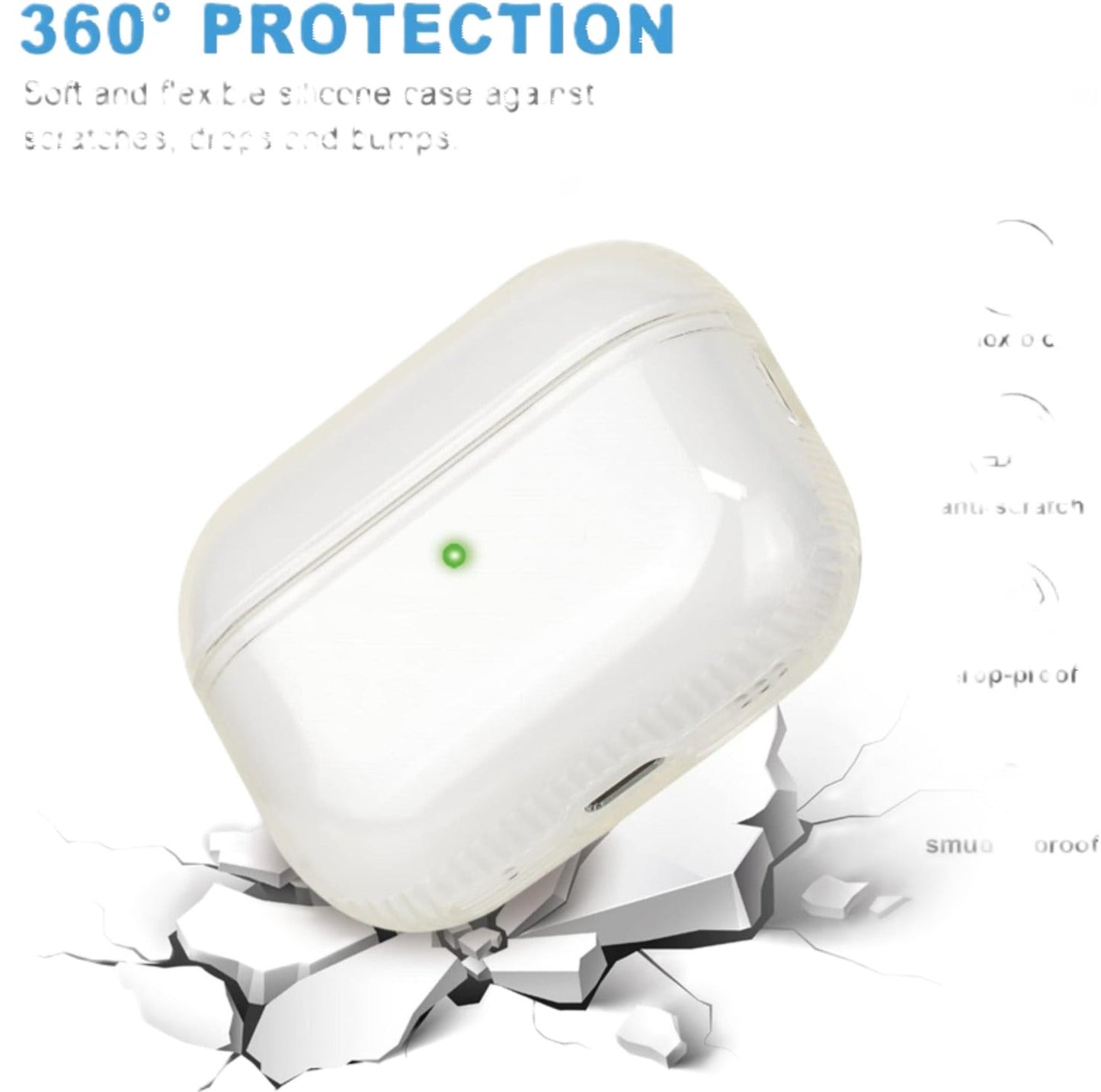 Premium Transparent Silicone Case for AirPods Pro 2 – 360° Full Protection Clear Cover – Shockproof & Anti-Scratch