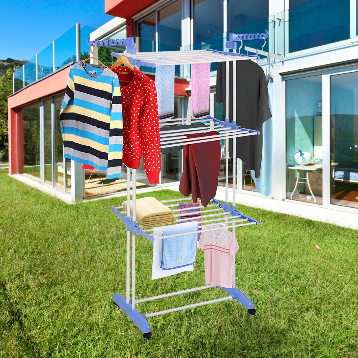 4 Tier 67'' Clothes Drying Rack Rotation Folding Laundry Hanger Organizer Stand