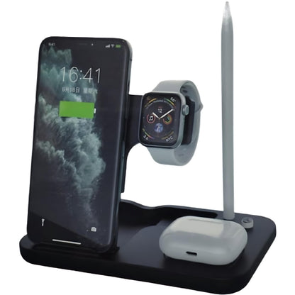 3-in-1 Magnetic Wireless Charging Station for iPhone, Apple Watch & AirPods | Fast Charging Dock with Apple Pencil Holder | Black