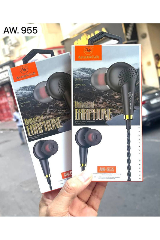 Ayunwish AW-955 Universal Earphones – Wired In-Ear Headphones with Clear Sound & Mic