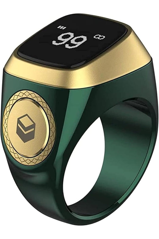 Smart Tasbih Zikr Ring E01 - Smart Tasbih Prayer Ring with OLED Display (Green, 22mm)