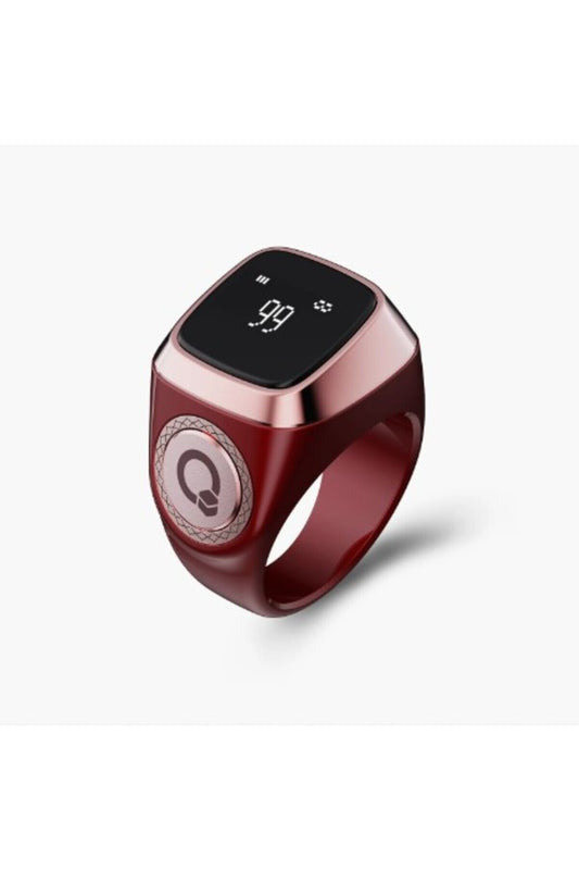 Smart Digital Zikr Ring | Digital Tasbeeh Ring with Prayer Time Alerts | 18mm Brown