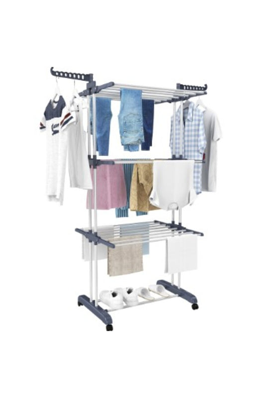 3-Layer Hanging Clothes Drying Rack | Space-Saving Clothing Stand for Indoor & Outdoor Use
