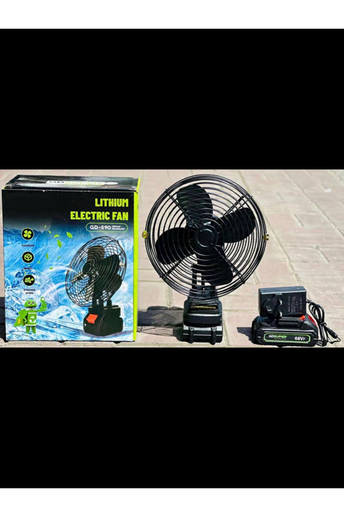 Lithium Electric Double Battery Fan GD-S90 – Rechargeable Portable Cooling Fan