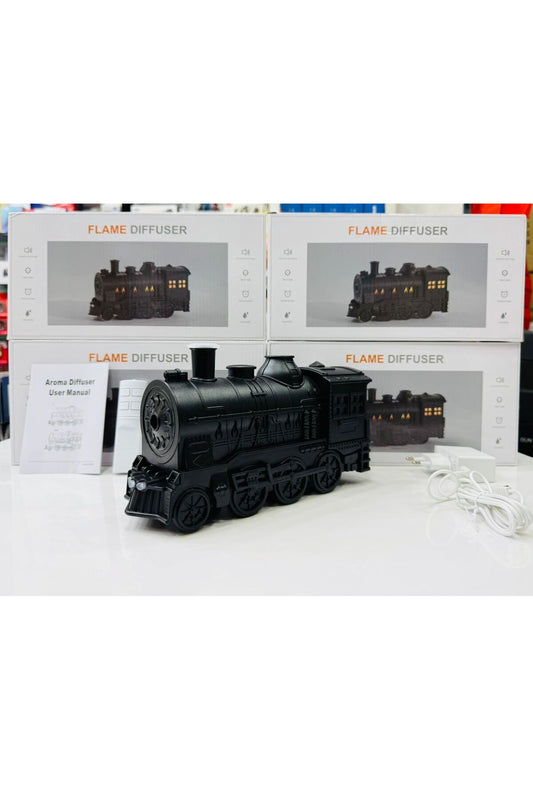 Train Flame Aroma Diffuser Humidifier – Ultrasonic Air Humidifier with Flame Effect LED Light