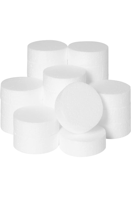 48 Pack Foam Circles for Crafts 3 Inch Round Polystyrene Discs (1 Inch Thick, White)