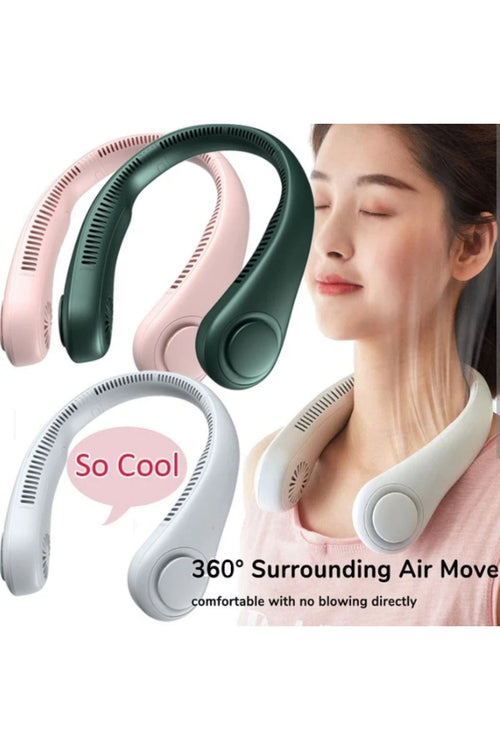 Portable Bladeless Neck Fan - 360° Surrounding Cooling with 3 Speeds