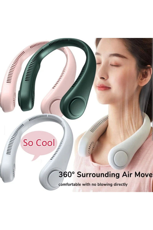 Portable Bladeless Neck Fan - 360° Surrounding Cooling with 3 Speeds
