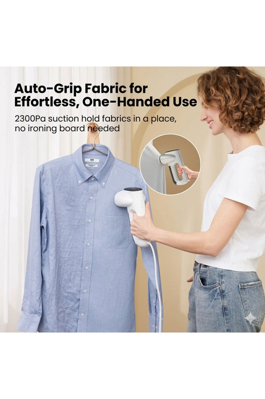 2-in-1 Handheld Vacuum Garment Steamer – 2300Pa Fabric Flattening Suction