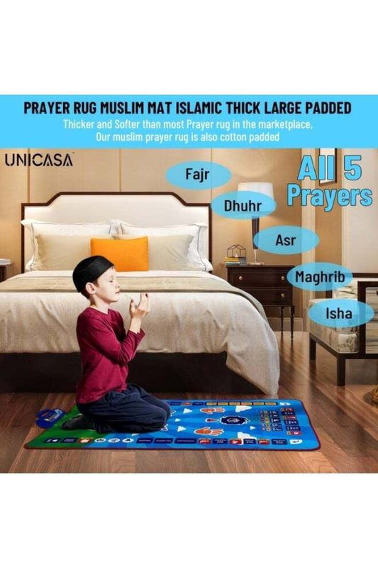 Kids Electronic Muslim Prayer Mat - Educational Rug with Quran Surahs, Adhan & Dua Guidance