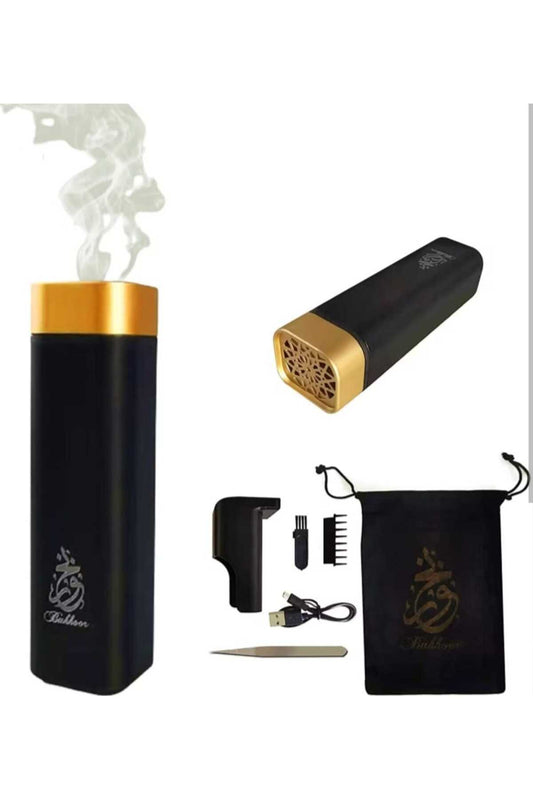 2-in-1 Portable Electric Bakhoor Burner – Rechargeable Hair & Fabric Aroma Diffuser