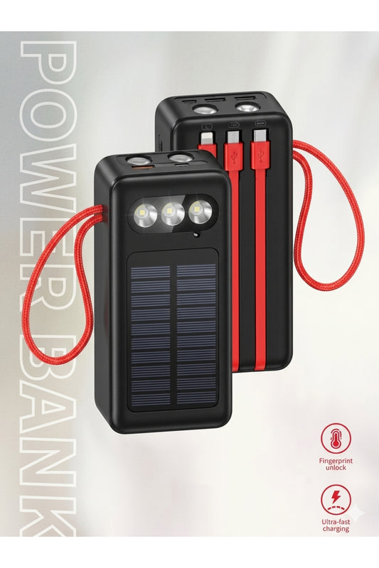 50,000 mAh Ultra-High Capacity Solar Power Station – 25W Fast Charging & Integrated Emergency Lighting