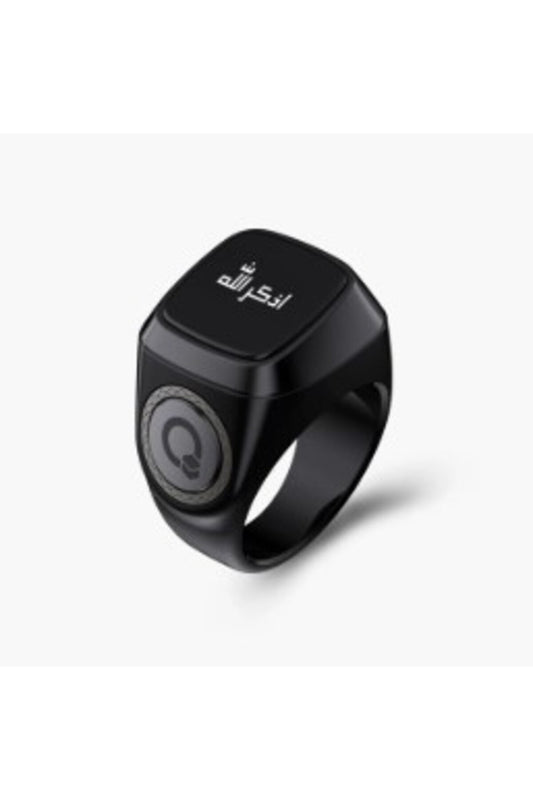 Digital Smart Zikr Ring | Digital Tasbeeh Ring with Prayer Time Alerts | 18mm Black