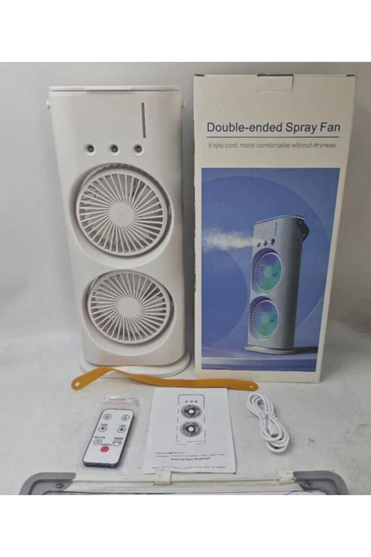 Double-Ended Spray Fan - Portable Misting Humidifier with Remote Control & LED Lighting