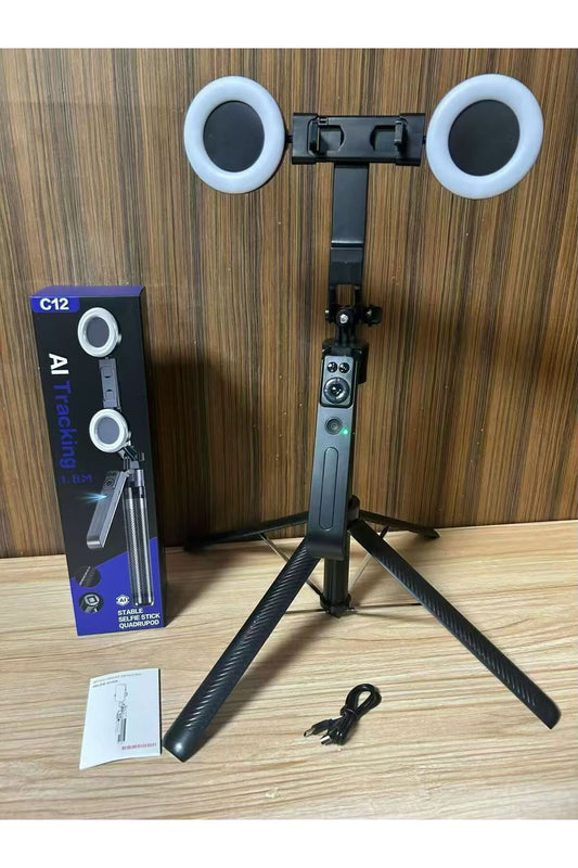C12 AI Tracking Stable Selfie Stick Quadrupod