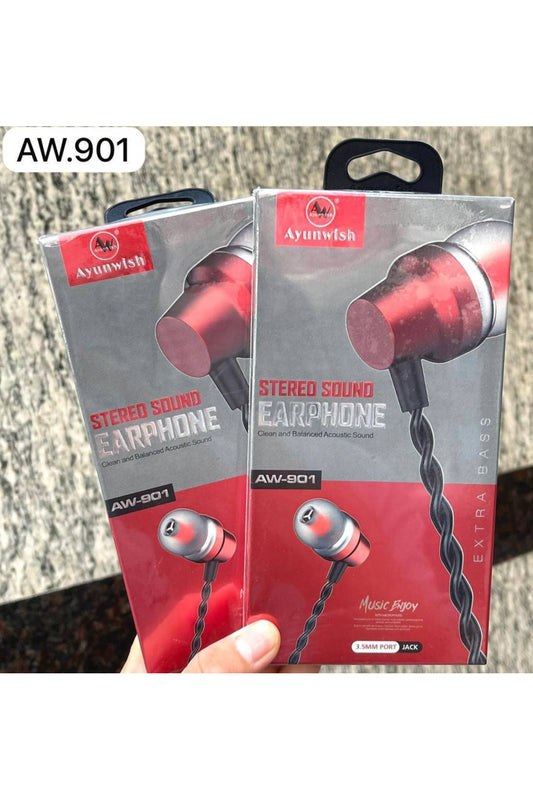 AW-901 Stereo Sound Earphones – Wired In-Ear Headphones with Deep Bass & Clear Audio