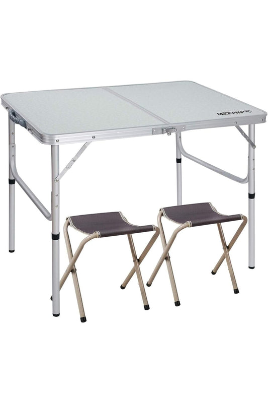 Foldable Aluminum Table, Adjustable Height Lightweight Portable Camping Table (90 x 60 cm)