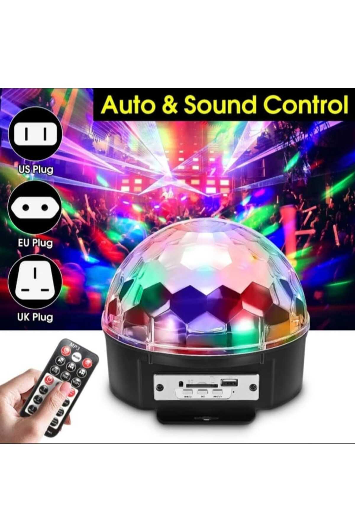 Bluetooth Crystal Magic Ball Party Light – 6-Color 360° Rotating Disco Lamp & MP3 Player