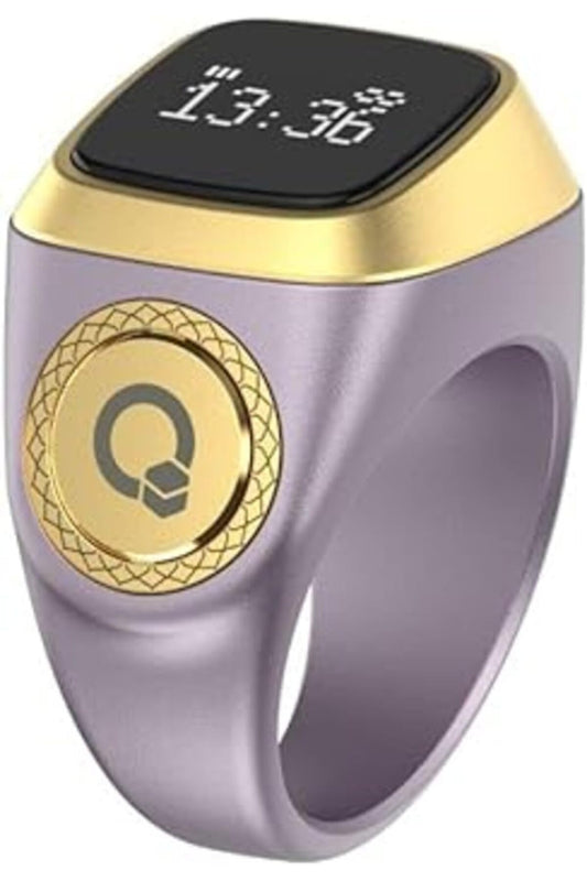 Smart Tasbih Zikr Ring E01, Prayer Reminder OLED Display (Violet, 20mm)