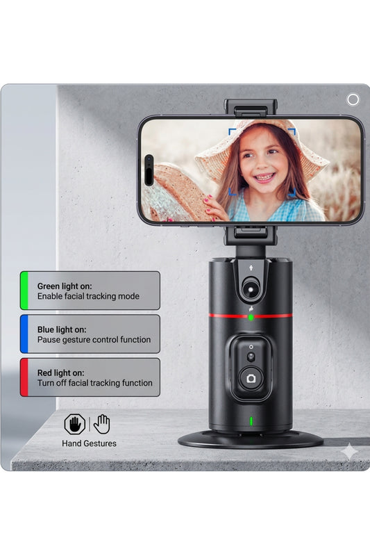 360° Automatic Face-Tracking Smart Phone Holder with AI Object Tracking & Remote