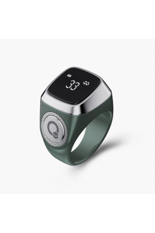 Smart Digital Zikr Ring | Digital Tasbeeh Ring with Prayer Time Alerts | 18mm Green