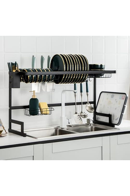 Space-Saving Stainless Steel Over-Sink Dish Drying Rack – Heavy-Duty Kitchen Organizer