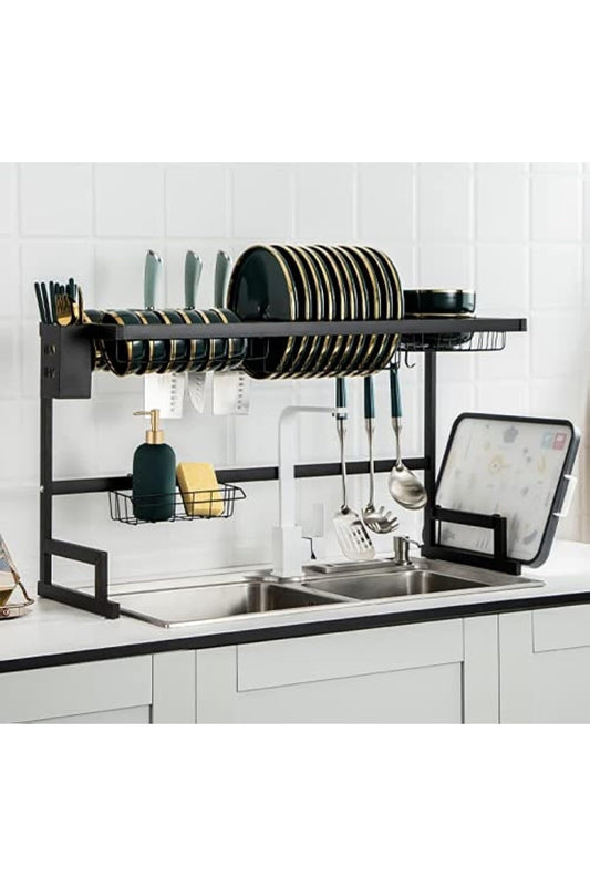 Space-Saving Stainless Steel Over-Sink Dish Drying Rack – Heavy-Duty Kitchen Organizer