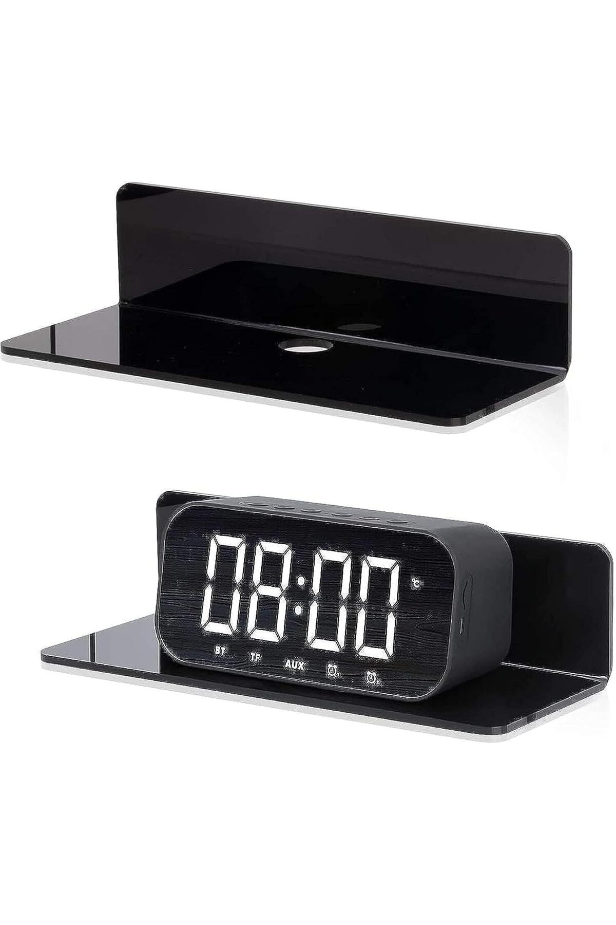 Acrylic Floating Wall Shelves Set of 2,4,8 - Clear, Black, White (8, BLACK)