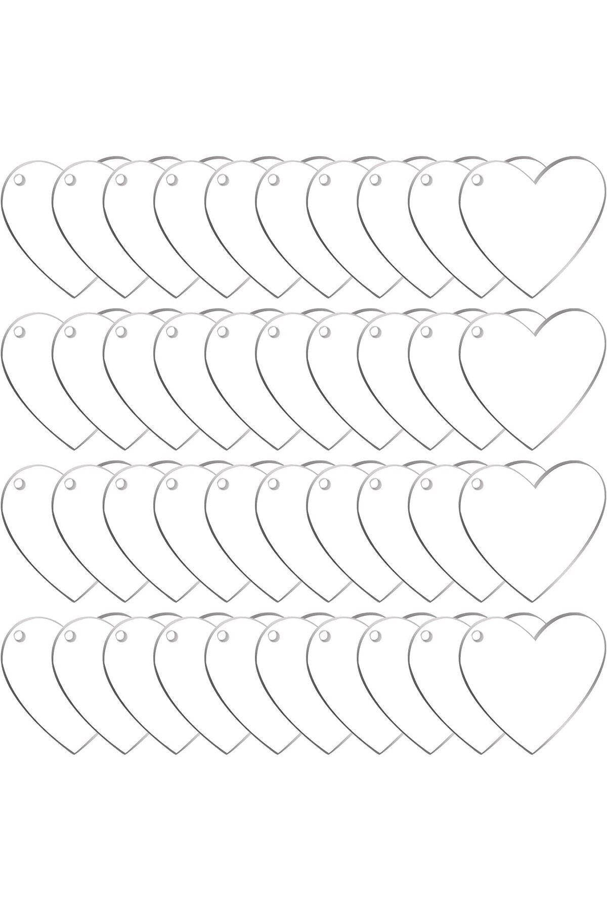 60 Pack 2 Inch Acrylic Heart Keychain Blanks (1/8" Thick)