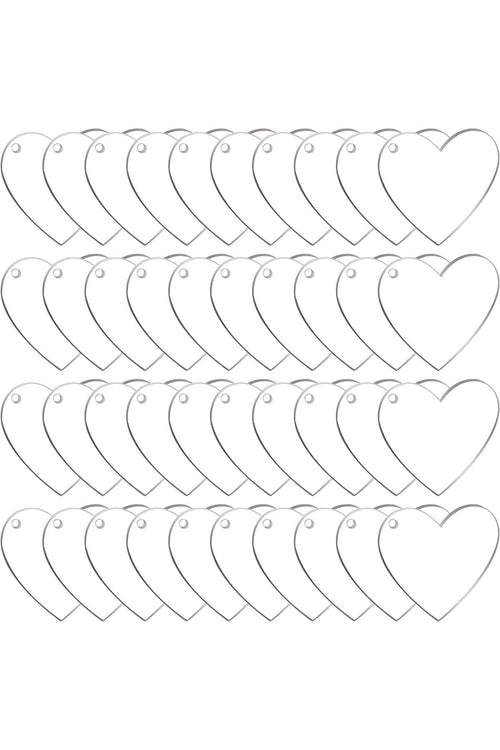 60 Pack 2 Inch Acrylic Heart Keychain Blanks (1/8" Thick)