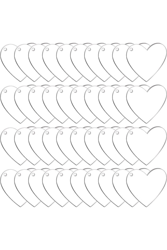 60 Pack 2 Inch Acrylic Heart Keychain Blanks (1/8" Thick)