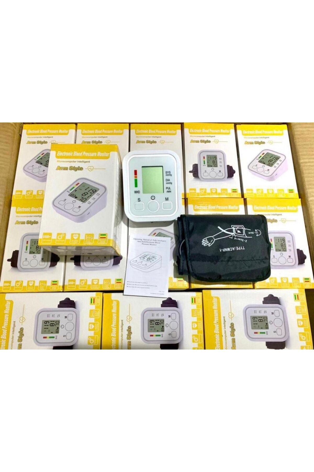 Electronic Blood Pressure Monitor Digital Upper Arm BP Machine with LCD Display for Home Use