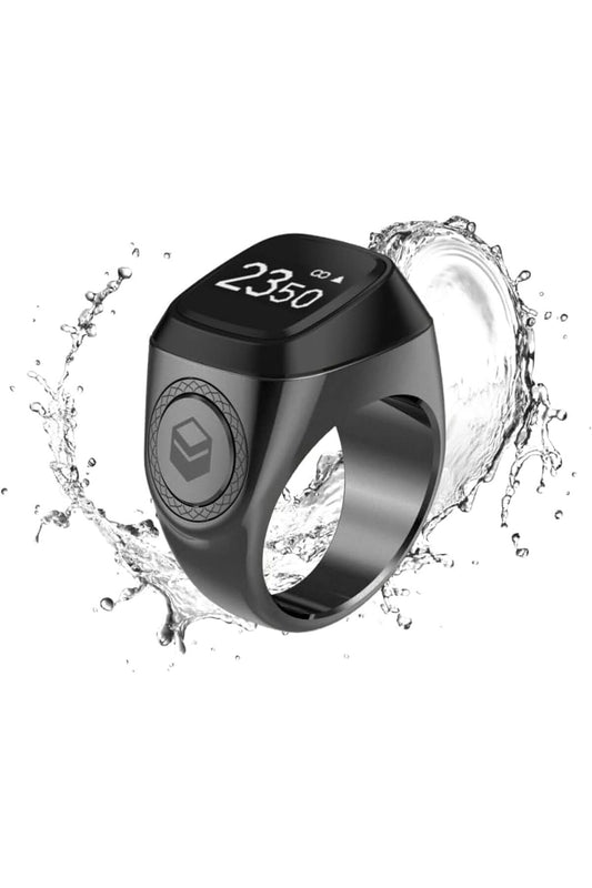 Smart Tasbih Zikr Ring E01 – OLED Smart Ring with Prayer Reminders (Black Gray, 22mm)