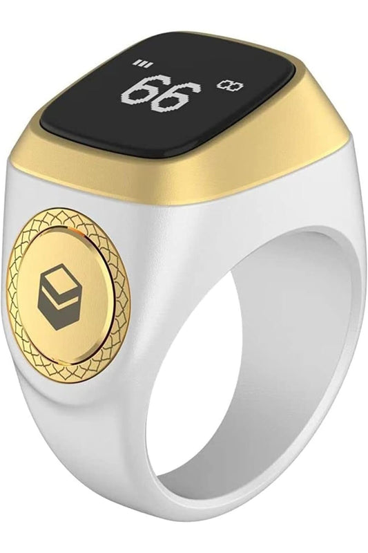 Smart Tasbih Zikr Ring E01 - Prayer Reminder & OLED Tasbih Counter (White, 18mm)