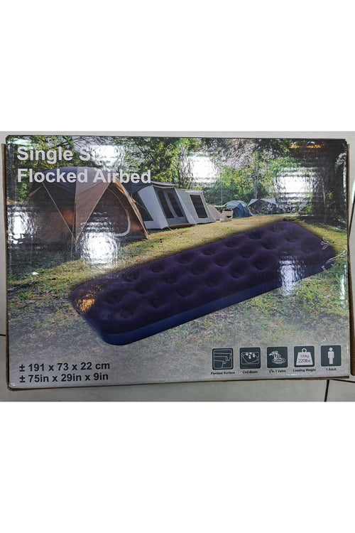 Single Size Flocked Airbed | Portable Camping & Guest Mattress