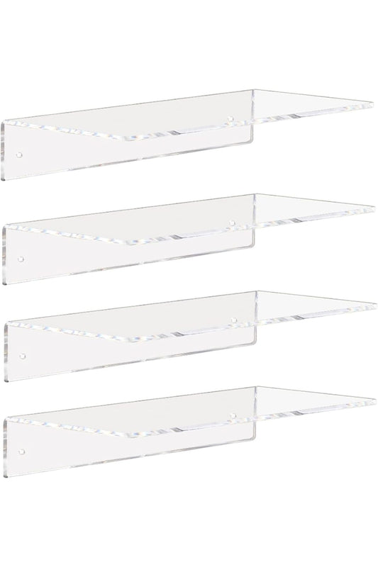 Acrylic Floating Wall Shelves Set of 4 - Clear